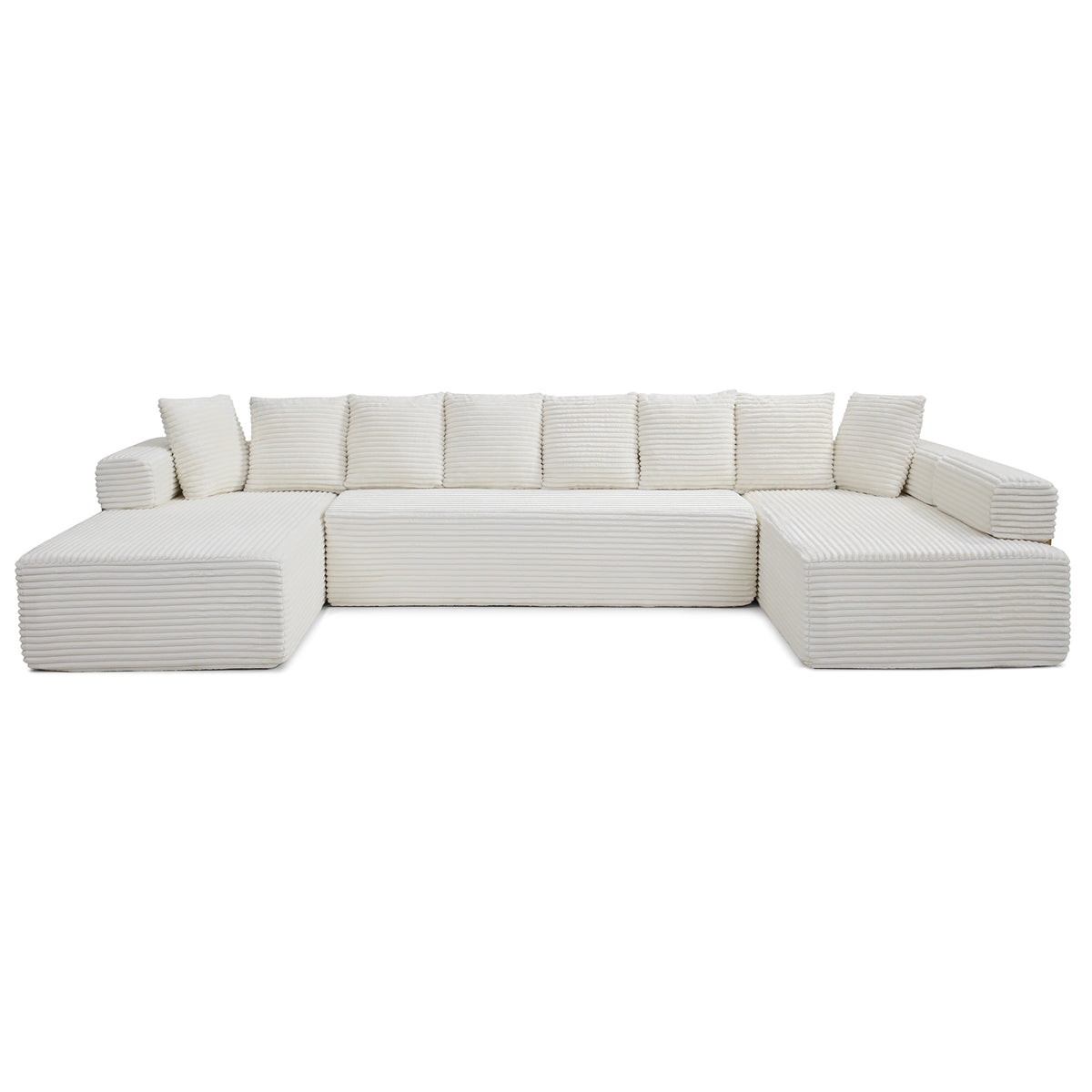Vanress Oversize 145" Modular Sectional Sofa with Chaise,U-Shaped Deep Seat Cloud Couch with Fixed-Shape Frame, Modern Corduroy Boneless Sofa for Living Room, No Assembly Required, Beige