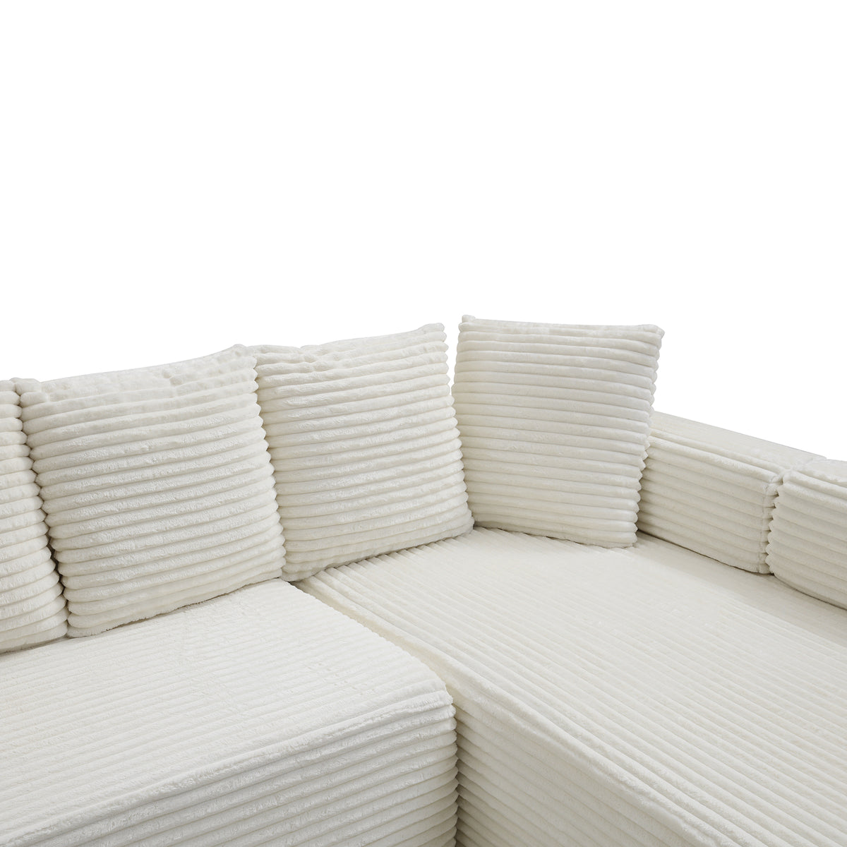 Vanress Oversize 145" Modular Sectional Sofa with Chaise,U-Shaped Deep Seat Cloud Couch with Fixed-Shape Frame, Modern Corduroy Boneless Sofa for Living Room, No Assembly Required, Beige