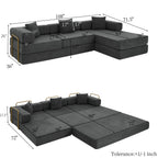 Vanress 108" Modular Sectional Sofa Bed, Convertible Folding Sofa Bed, Modern Cloud Corduroy Boneless Sofa with Deep Seat, Fold-Out Futon Couch Bed for Living Room, No Assembly Required, Grey