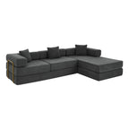 Vanress 108" Modular Sectional Sofa Bed, Convertible Folding Sofa Bed, Modern Cloud Corduroy Boneless Sofa with Deep Seat, Fold-Out Futon Couch Bed for Living Room, No Assembly Required, Grey