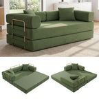 Vanress 78" Convertible Sofa Bed, Folding Sleeper Sofa Couch Bed with Fixed-Shape Frame, Pull-Out Sleeper Loveseat, Corduroy Boneless Futon Bed, No Assembly Required for Living Room & Bedroom, Green