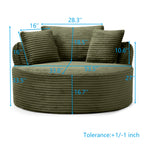 Vanress 53'' Oversized Round Chaise Lounge Chair Indoor,Upholstered Corduroy Deep Seat Cloud Circle Sofa Chair,Modern Fluffy Comfy Floor Reading Armchair for Living Room,Bedroom,No Assembly Required,Green