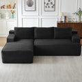 Vanress 96 Inch Modular Sectional Couches for Living Room, Modern Boneless Sofa, Upholstered Deep Seat Cloud Couch, Corduroy Comfy L-Shape Sofas Couches, No Assembly Required, Black (Left Facing Chaise)