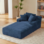 Vanress 78" Oversized Chaise Lounge Chair Indoor, Corduroy Upholstered Boneless Sofa Bed with 3 Pillows, Deep Seat Sleeper Couch, Cloud Sofas Couches for Living Room Bedroom, No Assembly Required, Blue