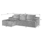 Vanress 96 Inch Modular Sectional Couches for Living Room, Modern Boneless Sofa, Upholstered Deep Seat Cloud Couch, Corduroy Comfy L-Shape Sofas Couches, No Assembly Required, Black (Left Facing Chaise)