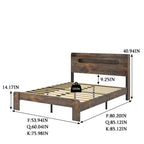 Vanress Full Size Bed Frame with Storage Headboard, Wood Platform Bed Frame, with LED Lights and Charging Station, Large Under-Bed Storage, Noise Free, No Box Spring Needed, Dark Brown