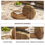 Vanress 42" Glass Coffee Table, Round Coffee Table, Modern Double Layer Round Glass Coffee Table for Living Room