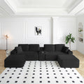 Vanress 150" Modular Sectional Sofa Couch for Living Room, Corduroy Boneless Sofas, Oversized Modern Cloud Couch, U Shape Couches Deep Seat with USB Ports and Cup Holders, Black