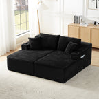 Vanress 125" Modular Sectional Sofa Couch, Modern Corduroy Cloud Couch with Cupholders and Storage, Deep Seat U Shape Sofa Boneless Couches for Living Room, No Assembly Required
