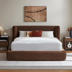 Vanress AirFrame Queen Size Bed Frame with Headboard, Cloud Upholstered Platform Bed Frame, 4.7 Inch Foam Cushioned, No Box Spring, Easy Assembly, Brown