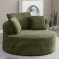 Vanress 53'' Oversized Round Chaise Lounge Chair Indoor,Upholstered Corduroy Deep Seat Cloud Circle Sofa Chair,Modern Fluffy Comfy Floor Reading Armchair for Living Room,Bedroom,No Assembly Required,Green