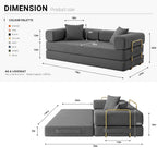 Vanress 78" Convertible Sofa Bed, Folding Sleeper Sofa Couch Bed with Fixed-Shape Frame, Pull-Out Sleeper Loveseat, Corduroy Boneless Futon Bed, No Assembly Required for Living Room & Bedroom, Green
