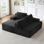 Vanress 96 Inch Modular Sectional Couches for Living Room, Modern Boneless Sofa, Upholstered Deep Seat Cloud Couch, Corduroy Comfy L-Shape Sofas Couches, No Assembly Required, Black (Left Facing Chaise)