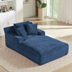 Vanress 78" Oversized Chaise Lounge Chair Indoor, Corduroy Upholstered Boneless Sofa Bed with 3 Pillows, Deep Seat Sleeper Couch, Cloud Sofas Couches for Living Room Bedroom, No Assembly Required, Blue
