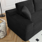 Vanress 150" Modular Sectional Sofa Couch for Living Room, Corduroy Boneless Sofas, Oversized Modern Cloud Couch, U Shape Couches Deep Seat with USB Ports and Cup Holders, Black