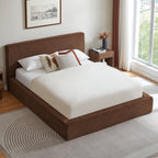 Vanress AirFrame Queen Size Bed Frame with Headboard, Cloud Upholstered Platform Bed Frame, 4.7 Inch Foam Cushioned, No Box Spring, Easy Assembly, Brown
