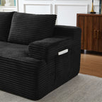 Vanress 96 Inch Modular Sectional Couches for Living Room, Modern Boneless Sofa, Upholstered Deep Seat Cloud Couch, Corduroy Comfy L-Shape Sofas Couches, No Assembly Required, Black (Left Facing Chaise)