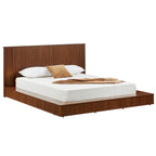 Vanress Queen Platform Bed Frame, Solid Walnut Wood with Vertical Fluted Headboard & Footboard, Modern Japandi Low-Profile Floor Bed, Sturdy Slat Support, No Box Spring Needed, Natural