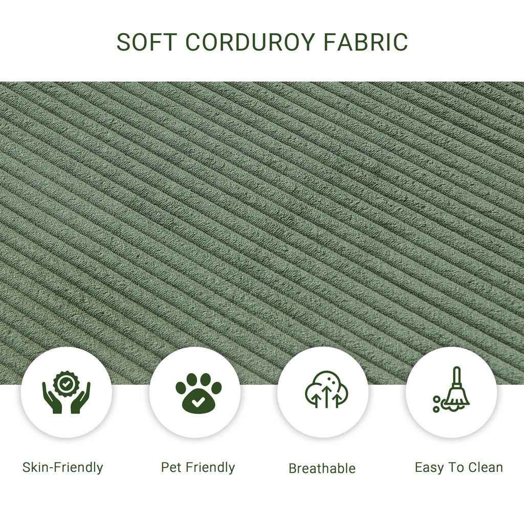 Vanress 79" Convertible Sofa Bed, Folding Sleeper Sofa Couch Bed with Fixed-Shape Frame, Fold Out Sleeper Loveseat, Corduroy Boneless Futon Bed, No Assembly Required for Living Room & Bedroom, Green