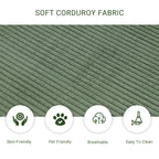 Vanress 79" Convertible Sofa Bed, Folding Sleeper Sofa Couch Bed with Fixed-Shape Frame, Fold Out Sleeper Loveseat, Corduroy Boneless Futon Bed, No Assembly Required for Living Room & Bedroom, Green