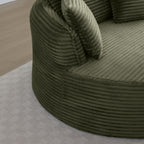 Vanress 53'' Oversized Round Chaise Lounge Chair Indoor,Upholstered Corduroy Deep Seat Cloud Circle Sofa Chair,Modern Fluffy Comfy Floor Reading Armchair for Living Room,Bedroom,No Assembly Required,Green