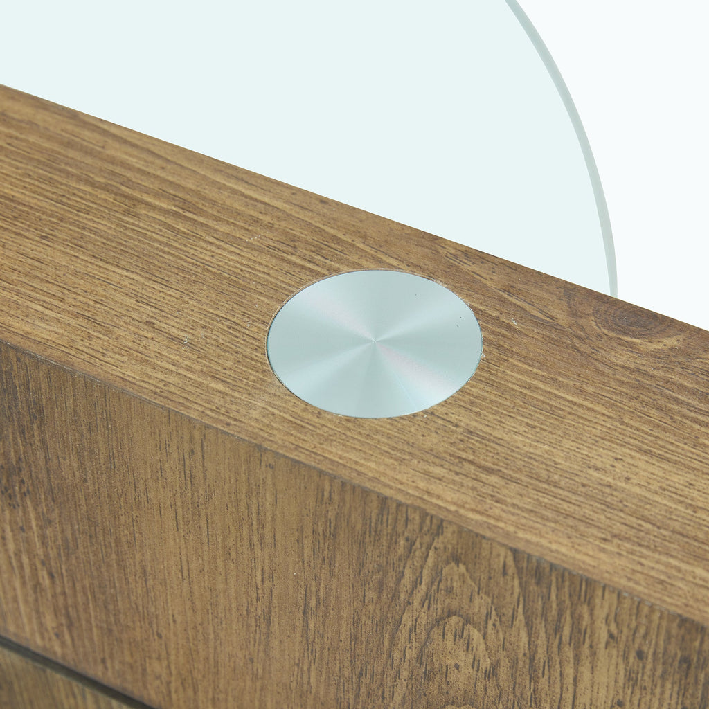 Vanress 42" Glass Coffee Table, Round Coffee Table, Modern Double Layer Round Glass Coffee Table for Living Room