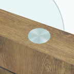 Vanress 42" Glass Coffee Table, Round Coffee Table, Modern Double Layer Round Glass Coffee Table for Living Room