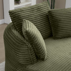 Vanress 53'' Oversized Round Chaise Lounge Chair Indoor,Upholstered Corduroy Deep Seat Cloud Circle Sofa Chair,Modern Fluffy Comfy Floor Reading Armchair for Living Room,Bedroom,No Assembly Required,Green