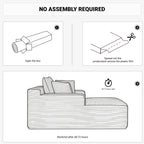 Vanress 66" Chaise Lounge Chair Indoor, Oversized Corduroy Upholstered Boneless Sofa, Deep Seat Reading Chairs Sleeper Couch, Cloud Sofas Couches for Living Room Bedroom, No Assembly Required, White