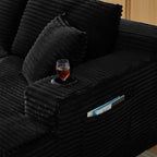 Vanress 125" Modular Sectional Sofa Couch, Modern Corduroy Cloud Couch with Cupholders and Storage, Deep Seat U Shape Sofa Boneless Couches for Living Room, No Assembly Required