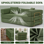 Vanress 79" Convertible Sofa Bed, Folding Sleeper Sofa Couch Bed with Fixed-Shape Frame, Fold Out Sleeper Loveseat, Corduroy Boneless Futon Bed, No Assembly Required for Living Room & Bedroom, Green
