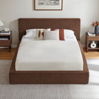 Vanress AirFrame Queen Size Bed Frame with Headboard, Cloud Upholstered Platform Bed Frame, 4.7 Inch Foam Cushioned, No Box Spring, Easy Assembly, Brown
