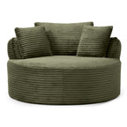 Vanress 53'' Oversized Round Chaise Lounge Chair Indoor,Upholstered Corduroy Deep Seat Cloud Circle Sofa Chair,Modern Fluffy Comfy Floor Reading Armchair for Living Room,Bedroom,No Assembly Required,Green