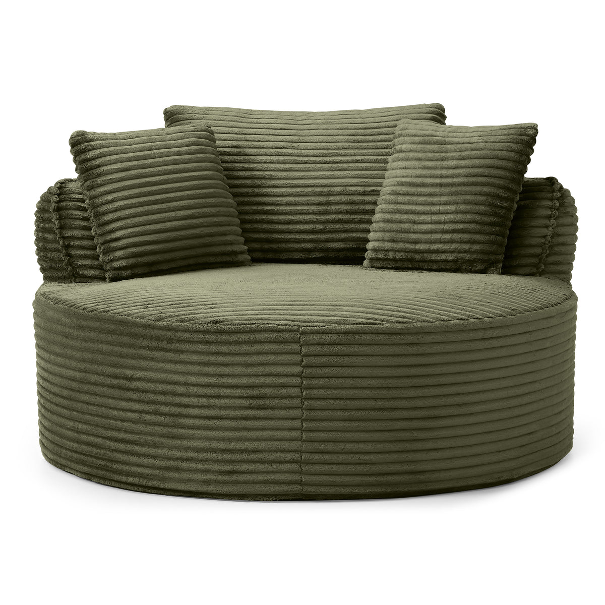 Vanress 53'' Oversized Round Chaise Lounge Chair Indoor,Upholstered Corduroy Deep Seat Cloud Circle Sofa Chair,Modern Fluffy Comfy Floor Reading Armchair for Living Room,Bedroom,No Assembly Required,Green