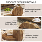 Vanress 42" Glass Coffee Table, Round Coffee Table, Modern Double Layer Round Glass Coffee Table for Living Room