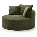 Vanress 53'' Oversized Round Chaise Lounge Chair Indoor,Upholstered Corduroy Deep Seat Cloud Circle Sofa Chair,Modern Fluffy Comfy Floor Reading Armchair for Living Room,Bedroom,No Assembly Required,Green