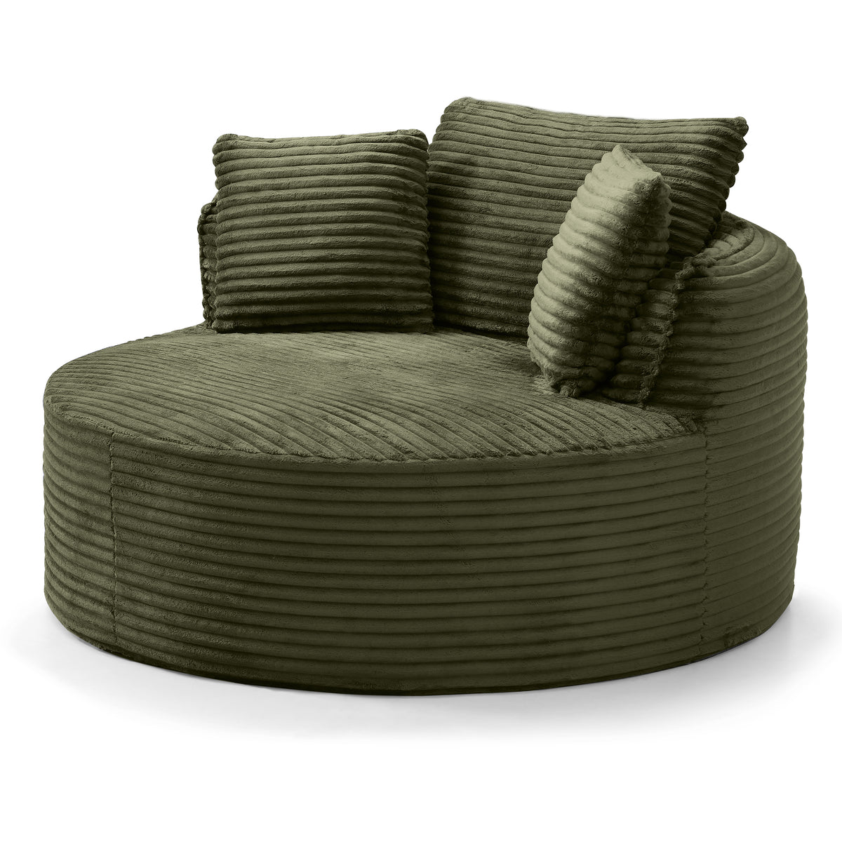 Vanress 53'' Oversized Round Chaise Lounge Chair Indoor,Upholstered Corduroy Deep Seat Cloud Circle Sofa Chair,Modern Fluffy Comfy Floor Reading Armchair for Living Room,Bedroom,No Assembly Required,Green