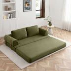Vanress 79" Folding Convertible Sofa Bed, Boneless Couch with Fixed-Shape Frame, Corduroy Loveseat Sleeper with Pull Out Bed, Floor Sofa Modular Futon Couch for Living Room Bedroom, Green