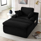 Vanress 70" Chaise Lounge Chair Indoor, Oversized Corduroy Upholstered Boneless Sofa, Deep Seat Reading Chairs Sleeper Couch, Cloud Sofas Couches for Living Room Bedroom, No Assembly, Black
