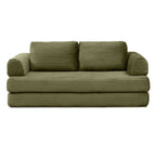 Vanress 79" Folding Convertible Sofa Bed, Boneless Couch with Fixed-Shape Frame, Corduroy Loveseat Sleeper with Pull Out Bed, Floor Sofa Modular Futon Couch for Living Room Bedroom, Green