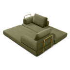 Vanress 79" Folding Convertible Sofa Bed, Boneless Couch with Fixed-Shape Frame, Corduroy Loveseat Sleeper with Pull Out Bed, Floor Sofa Modular Futon Couch for Living Room Bedroom, Green