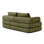 Vanress 79" Folding Convertible Sofa Bed, Boneless Couch with Fixed-Shape Frame, Corduroy Loveseat Sleeper with Pull Out Bed, Floor Sofa Modular Futon Couch for Living Room Bedroom, Green