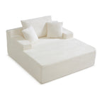 Vanress 56" W Chaise Lounge Chair Indoor, Oversized Corduroy Upholstered Boneless Sofa, Deep Seat Reading Chairs Sleeper Couch, Cloud Sofas Couches for Living Room Bedroom, No Assembly, White