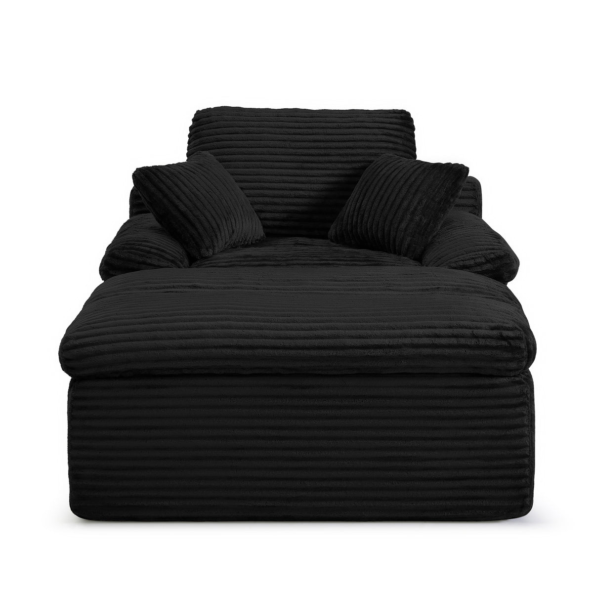 Vanress 70" Chaise Lounge Chair Indoor, Oversized Corduroy Upholstered Boneless Sofa, Deep Seat Reading Chairs Sleeper Couch, Cloud Sofas Couches for Living Room Bedroom, No Assembly, Black